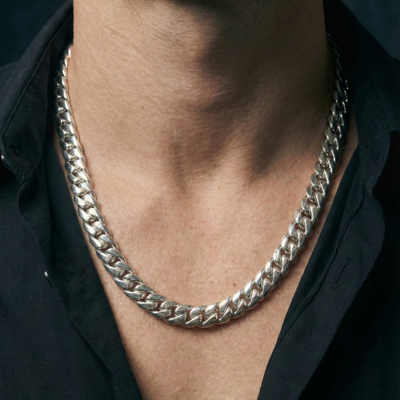 Cadena Cubana 10mm — Plata Ley 950