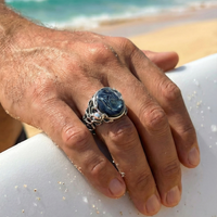 Thumbnail for Anillo Octopus Predator – Plata 950 & Piedra Pietersita Azul