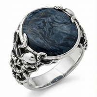 Thumbnail for Anillo Octopus Predator – Plata 950 & Piedra Pietersita Azul
