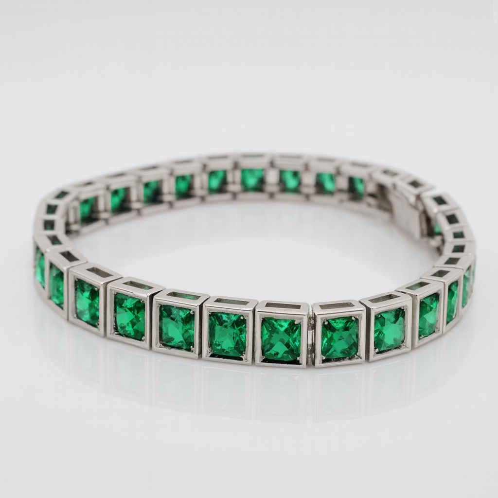 999 Silver Cubic Tennis Bracelet