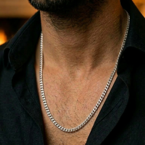 Cadena Lomo de Corvina de Plata 950 para Hombre 3mm