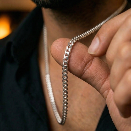 Cadena Lomo de Corvina de Plata 950 para Hombre 3mm