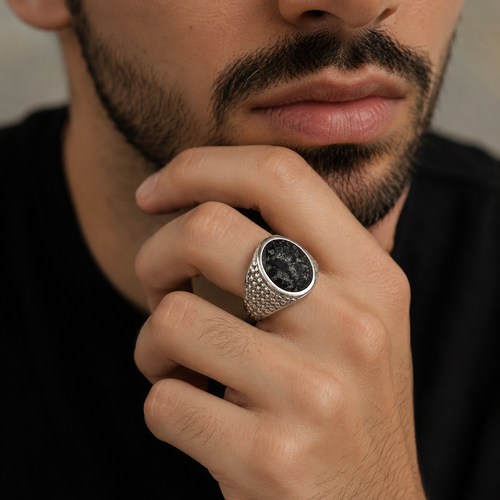 Obsidian Shield — Obsidian Ring Silver 950