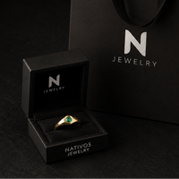 Thumbnail for Pinky Ring Oro 18K con Zirconia Verde Esmeralda | Anillo de Lujo para Hombre