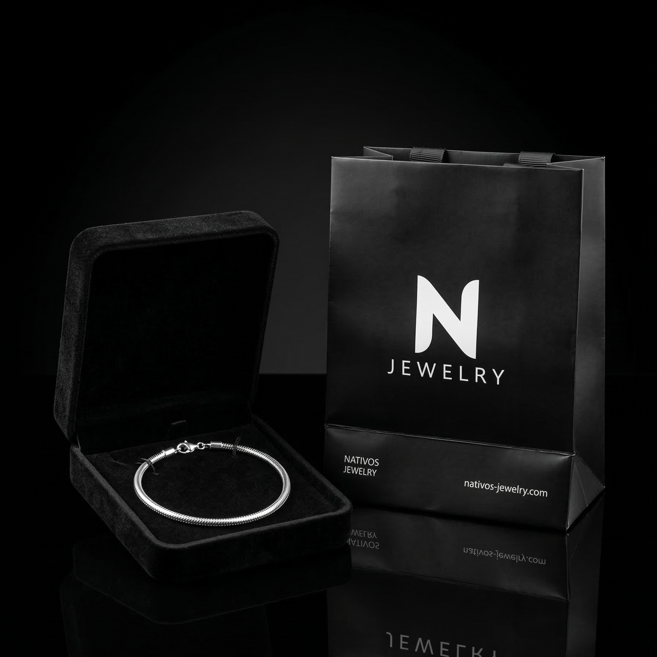 Flowing Snake Tail — Silver Snake Bracelet 925 (21cm) 