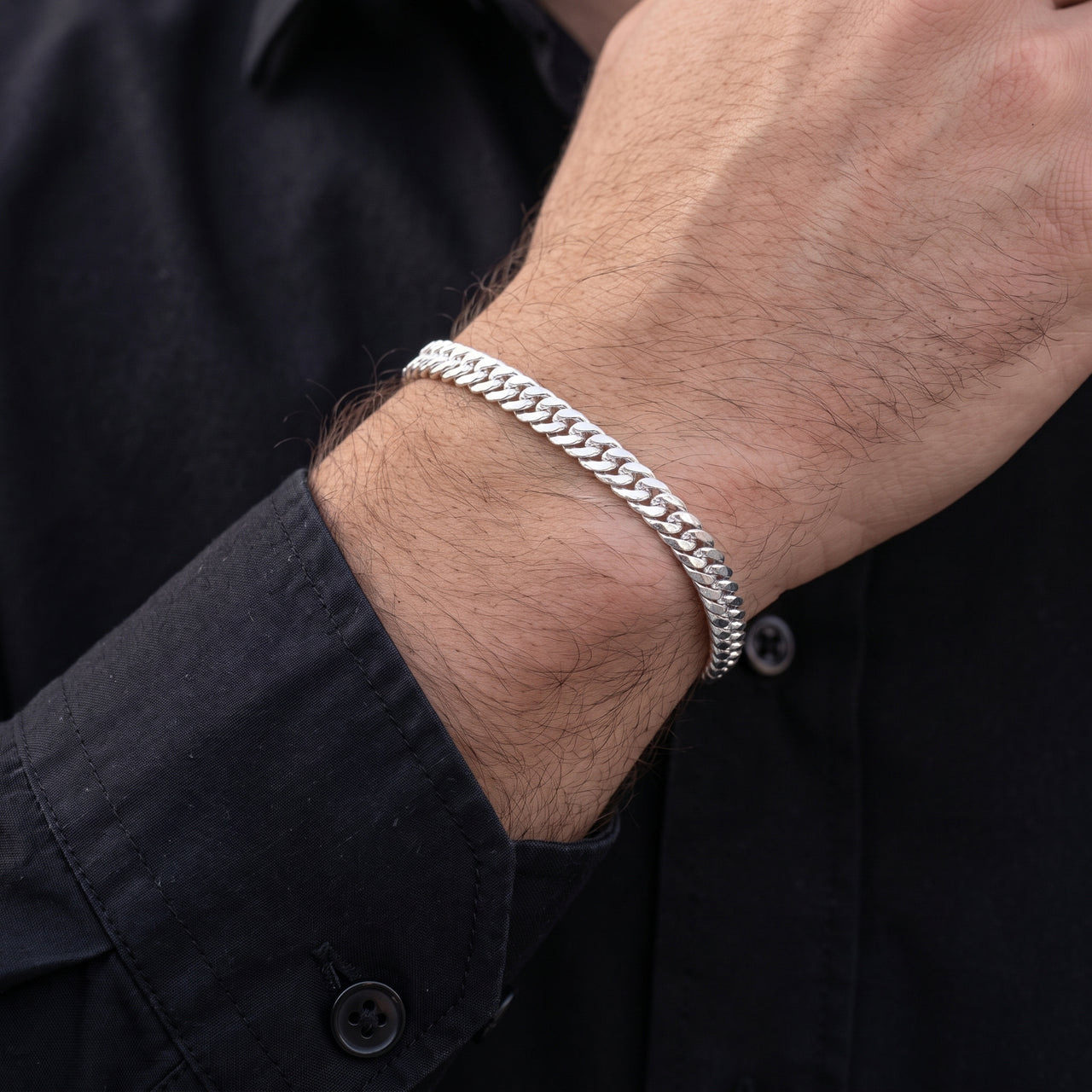 Pulsera Malla Cubana Equilibrio 5mm — Plata 950 para Hombre