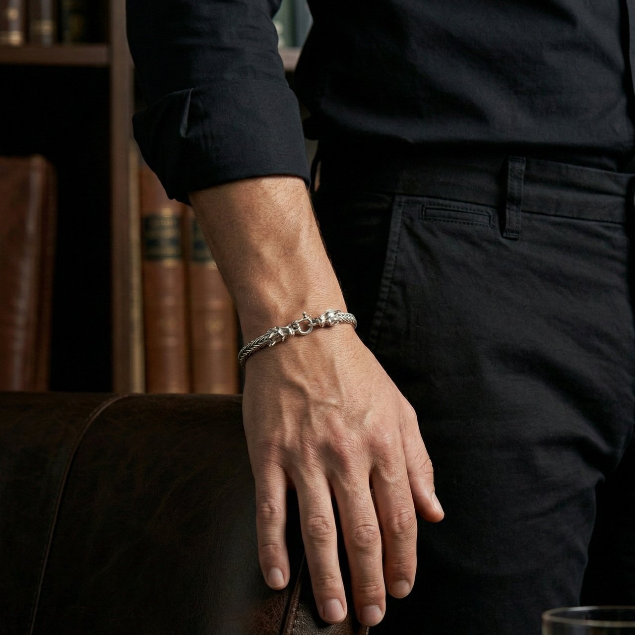 Dragón Dual Poder 21cm — Silver Bracelet 950