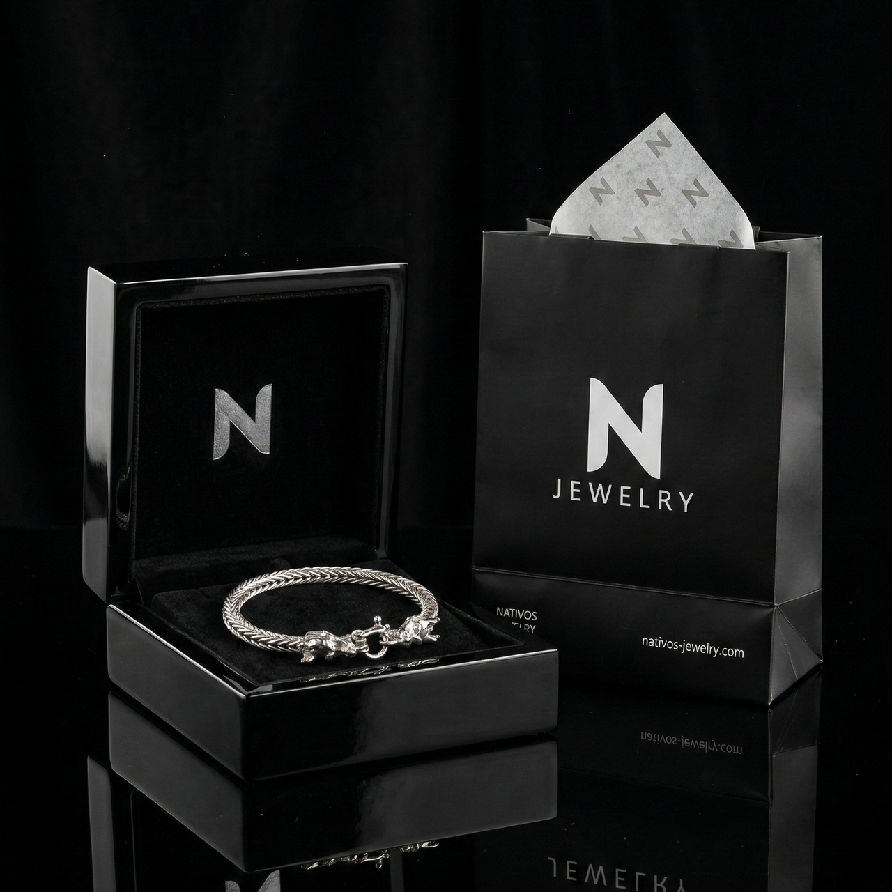 Dragón Dual Poder 21cm — Silver Bracelet 950