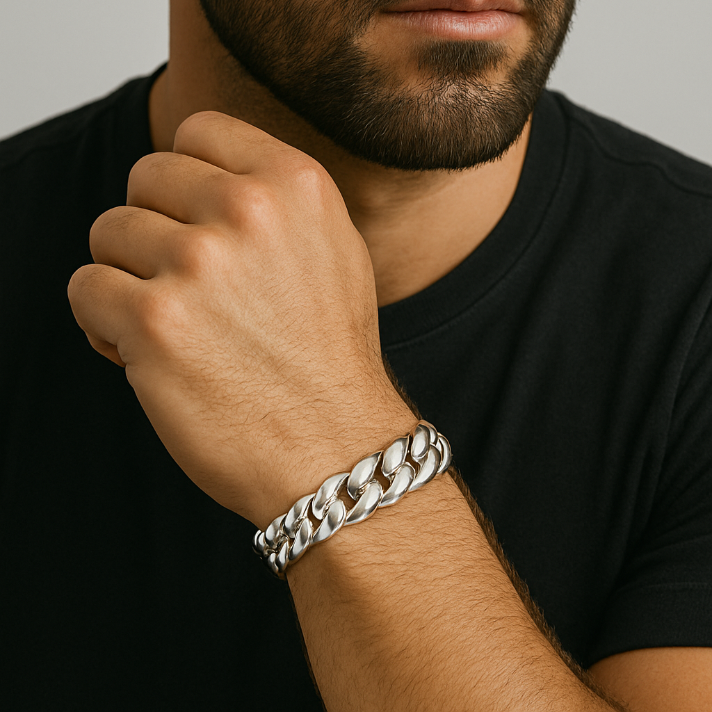 Pulsera de eslabones cubanos 10mm Plata 999- Broche door