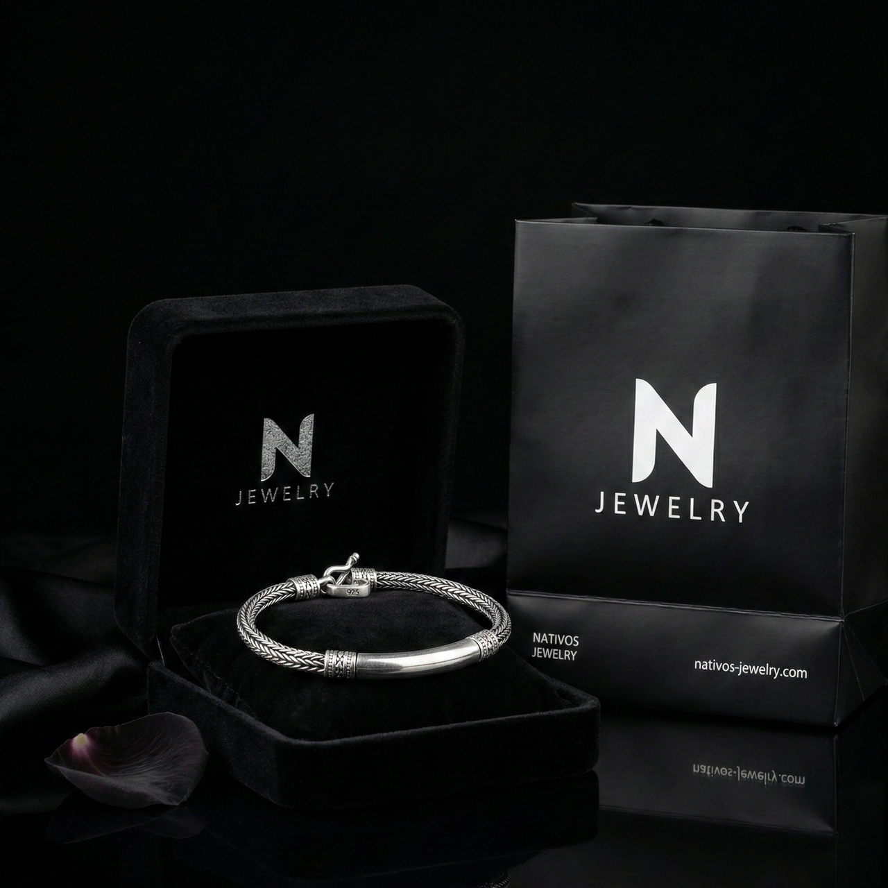 Espiga Oscura 3mm — Burnished Silver Bracelet 950