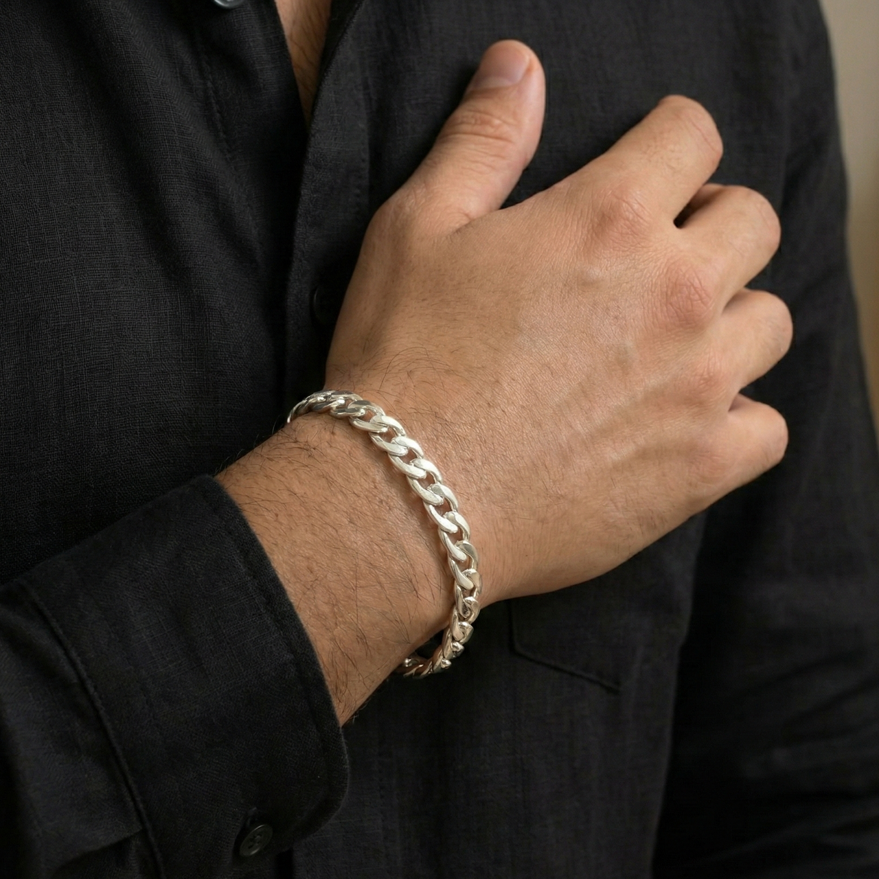 Hexagonal Precisión 6mm — Silver Bracelet 950