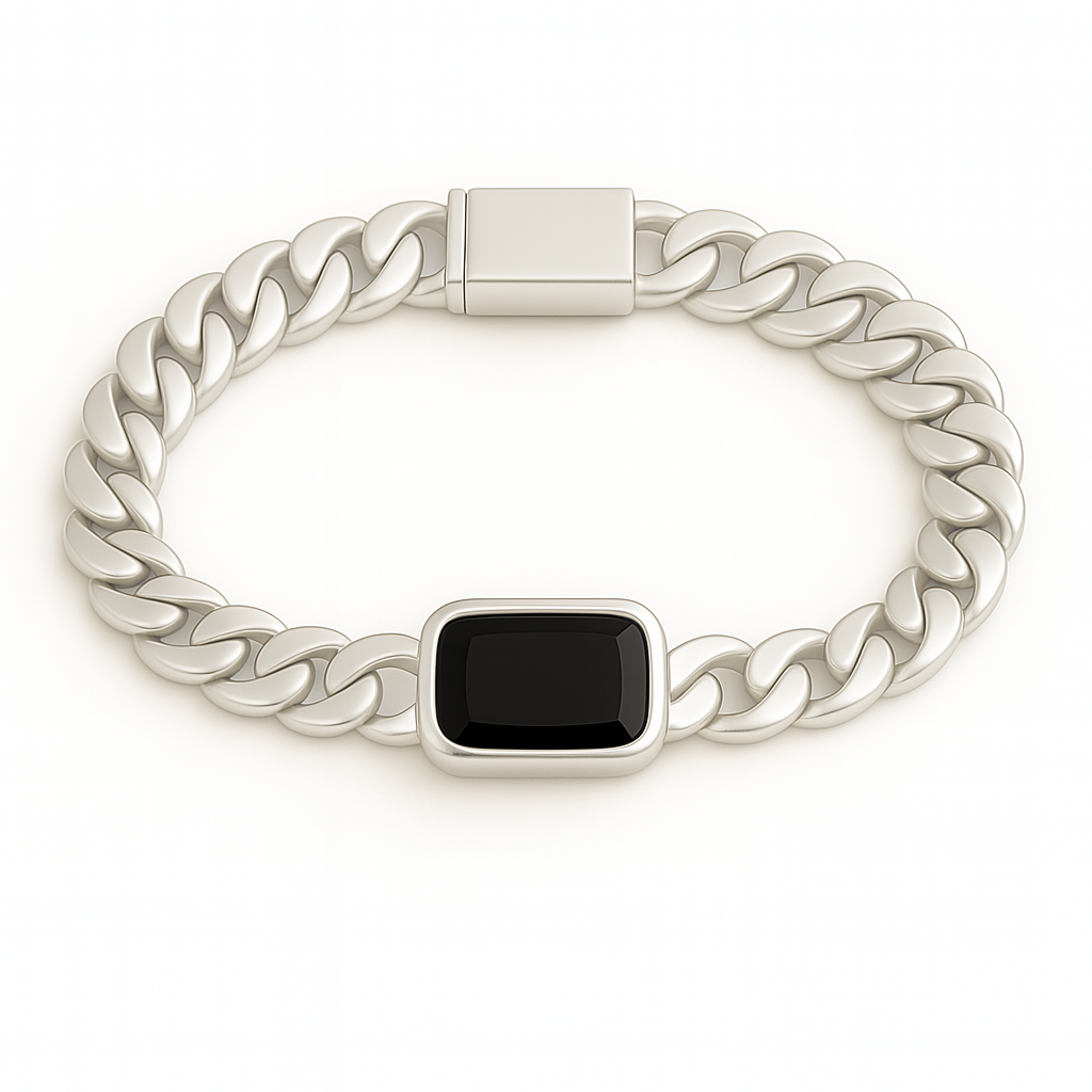 Pulsera Miami Plata 999 con Ónix Natural 10mm | Garantía Eterna