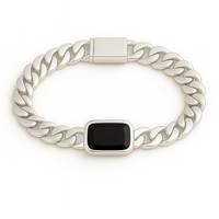 Thumbnail for Pulsera Miami Plata 999 con Ónix Natural 10mm | Garantía Eterna