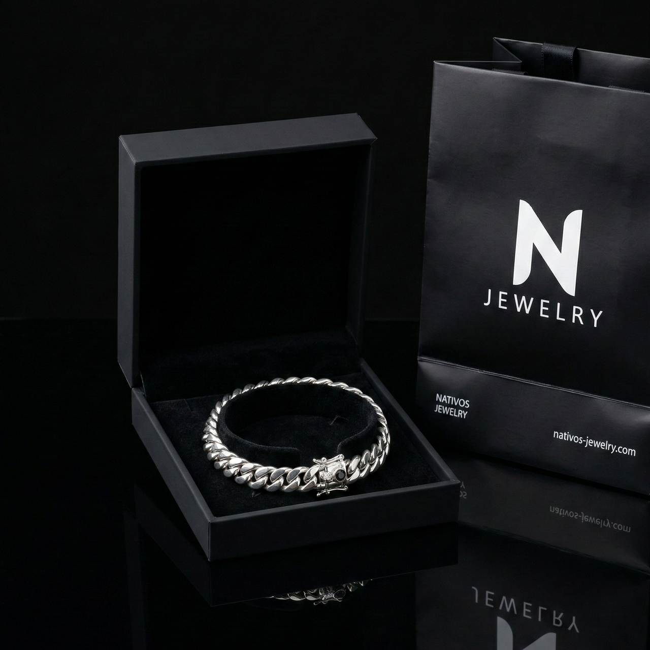 Cuban Prestige Ruby 10mm — Silver Cuban Bracelet 999 (21cm) 