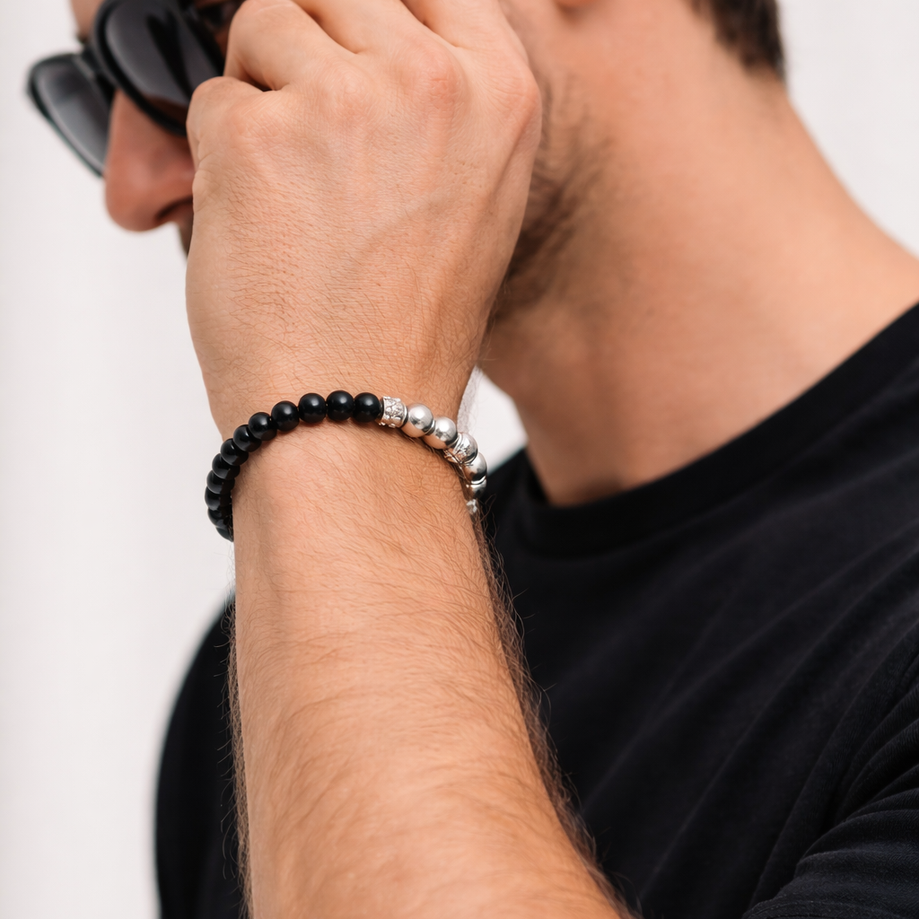 Onyx Fortaleza — Onyx Beaded Bracelet with Silver 950