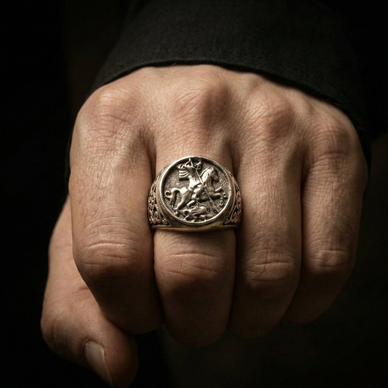 Caballero San Jorge — Anillo Plata 950