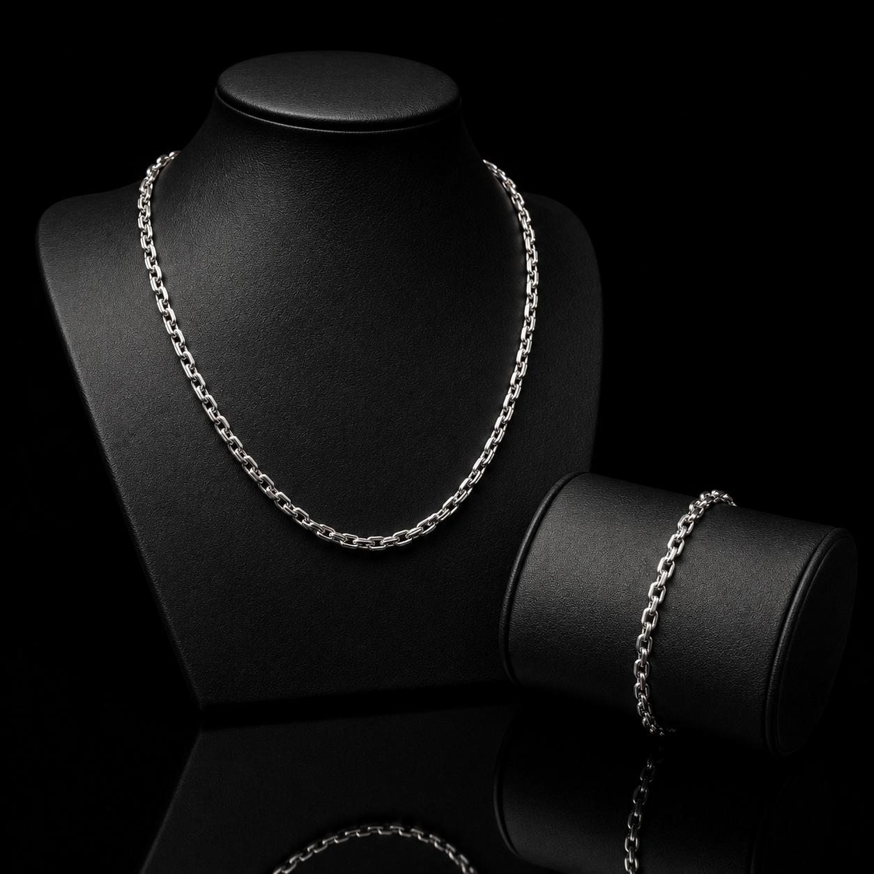 Set Forcet — 950 Silver Chain and Bracelet - 4MM