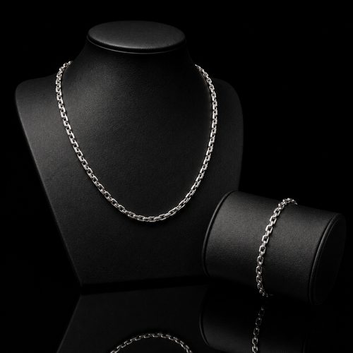 Set Forcet — 950 Silver Chain and Bracelet - 4MM