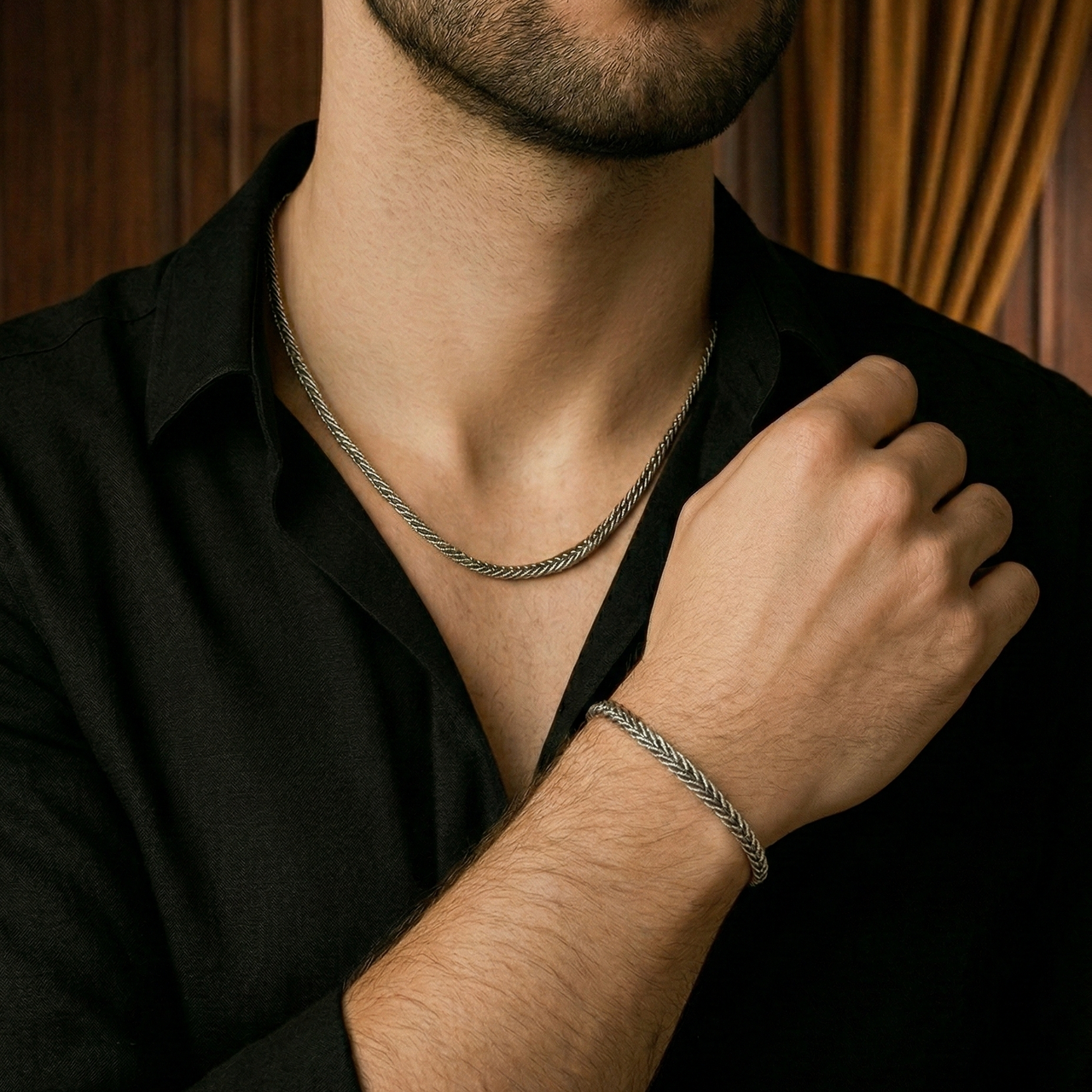 Set Espiga 2mm — Cadena y Pulsera Plata 950