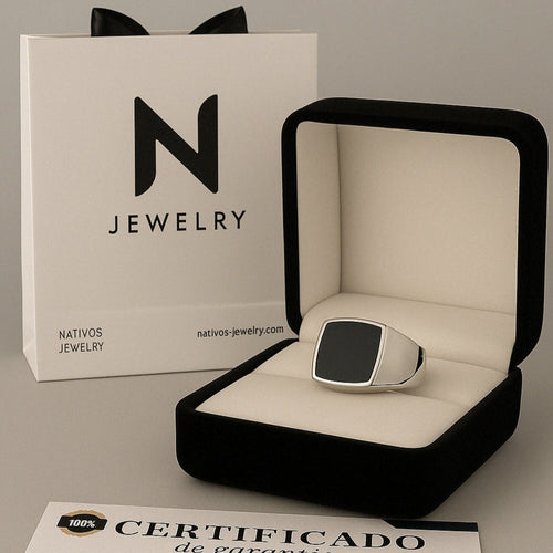 Ónix Clásico — Anillo Plata 950