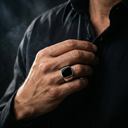 Ónix Clásico — Anillo Plata 950