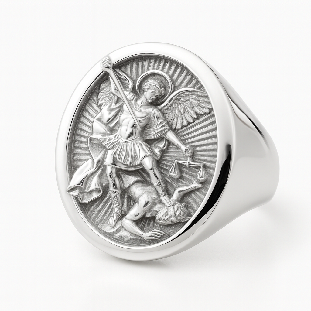 Anillo Arcangel San Miguel Oval de Plata 950