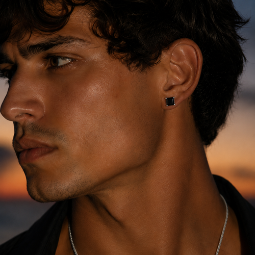 Cubic Onyx Earring