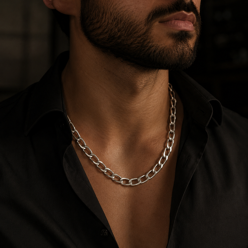 Cadena Eslabón de Plata Pura 950 para Hombre 6mm
