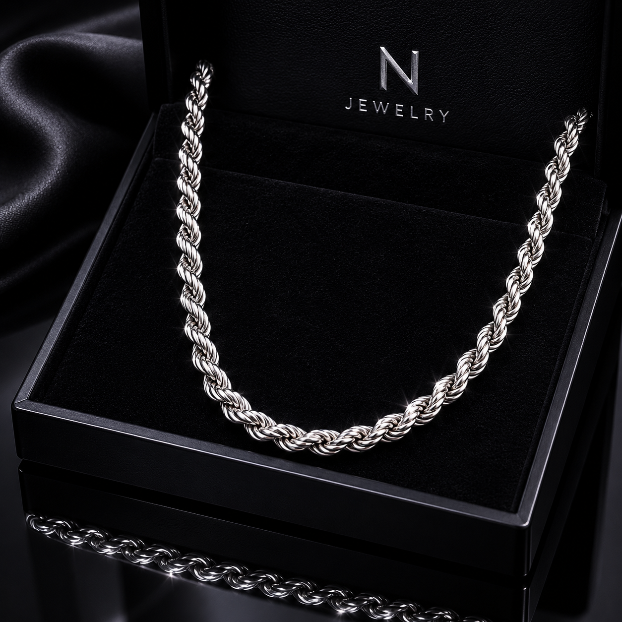 Cadena de Plata ley 950 modelo Rope 5mm