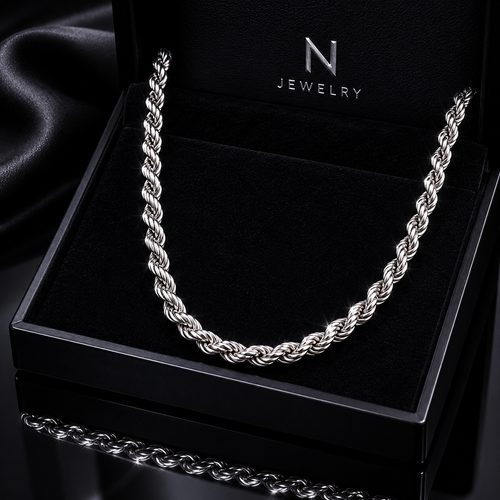Cadena de Plata ley 950 modelo Rope 5mm