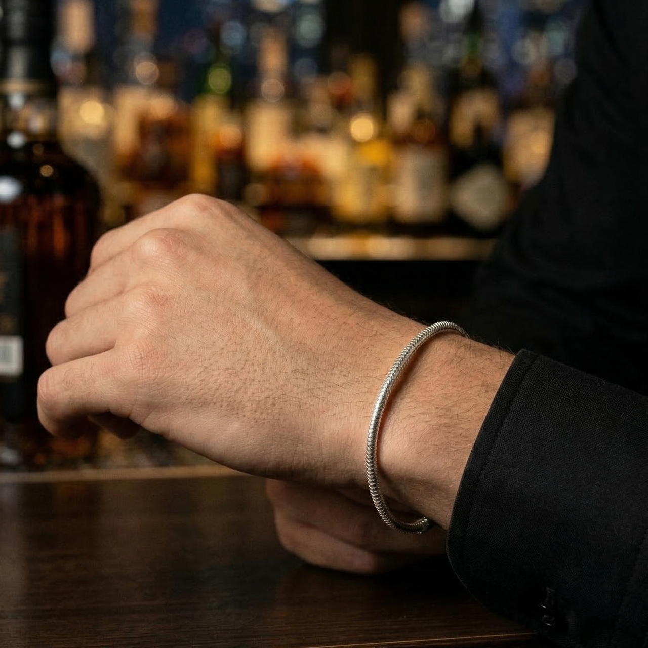 Flowing Snake Tail — Silver Snake Bracelet 925 (21cm) 