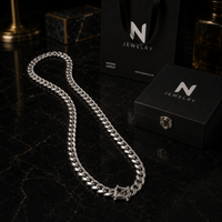 Thumbnail for 999 Silver Miami Cuban Chain – Onyx Brooch - 9mm / 60cm