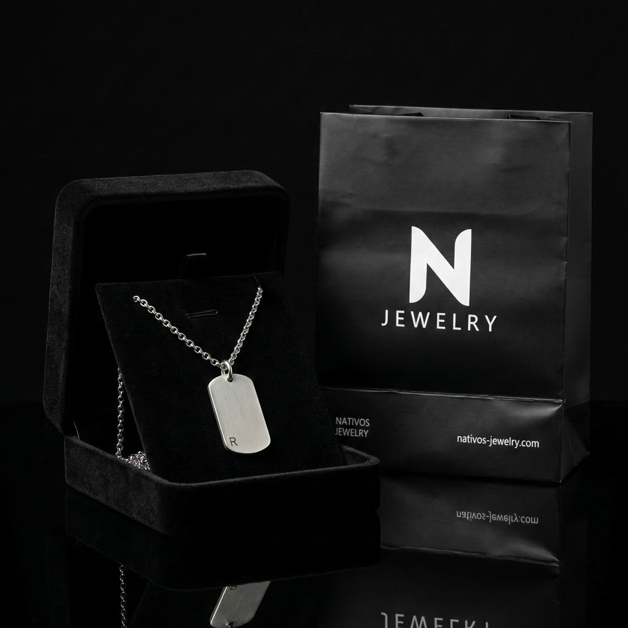 Collar placa militar con inicial de Plata 950