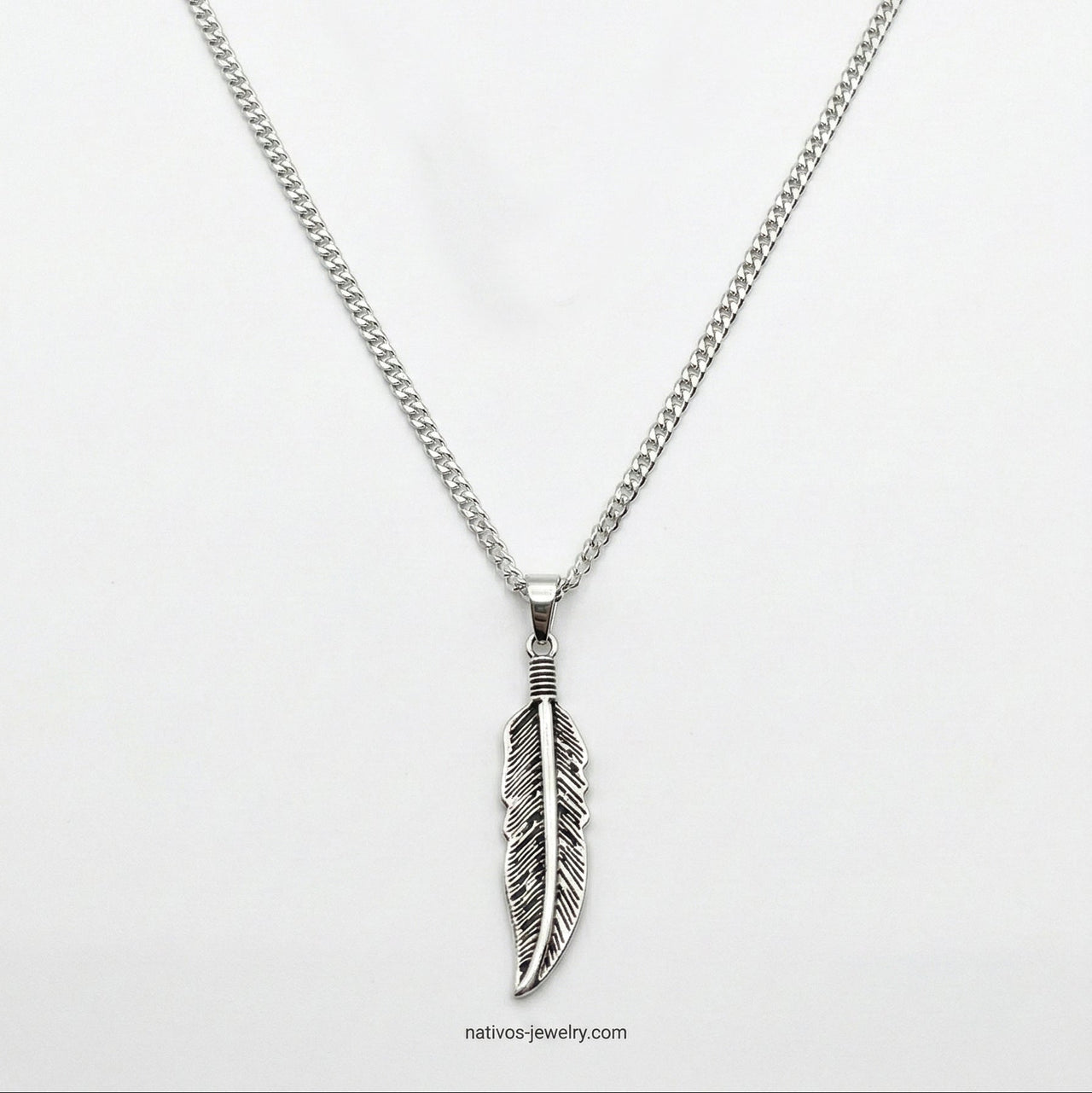950 Sterling Silver Feather Necklace and Pendant