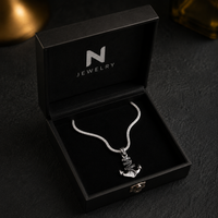 Thumbnail for Herringbone necklace with onyx anchor pendant
