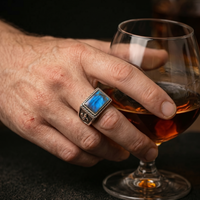 Thumbnail for Labradorite Aura — Silver Ring 950 