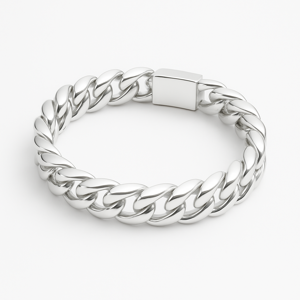 Pulsera de eslabones cubanos 10mm Plata 999- Broche door