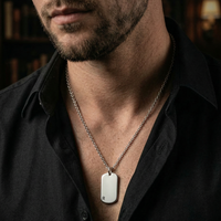 Thumbnail for Collar placa militar con inicial de Plata 950