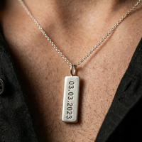 Thumbnail for Collar y Placa Personalizada Rectangular de Plata ley 950