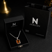 Thumbnail for 950 Silver Herringbone Chain with Champagne Zircon Pendant