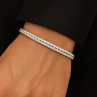 Thumbnail for 950 Silver Herringbone Bracelet - Shiny Silver Finish