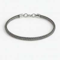 Thumbnail for Pulsera Trenzada Espiga en Plata 950 – Estilo Minimalista Masculino