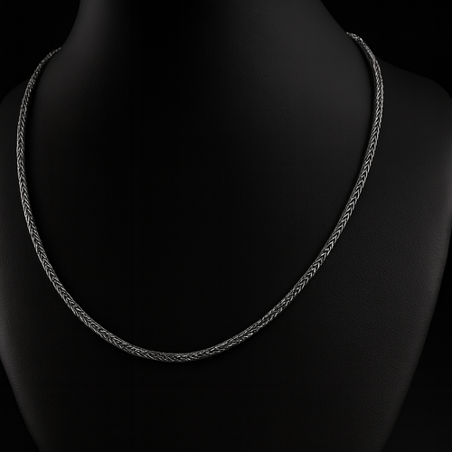 Cadena Espiga Plata Quemada 950 para Hombre 3mm