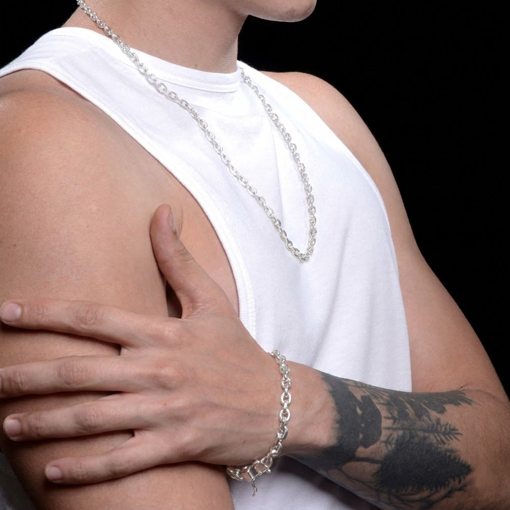 950 Silver Forcet Chain and Bracelet