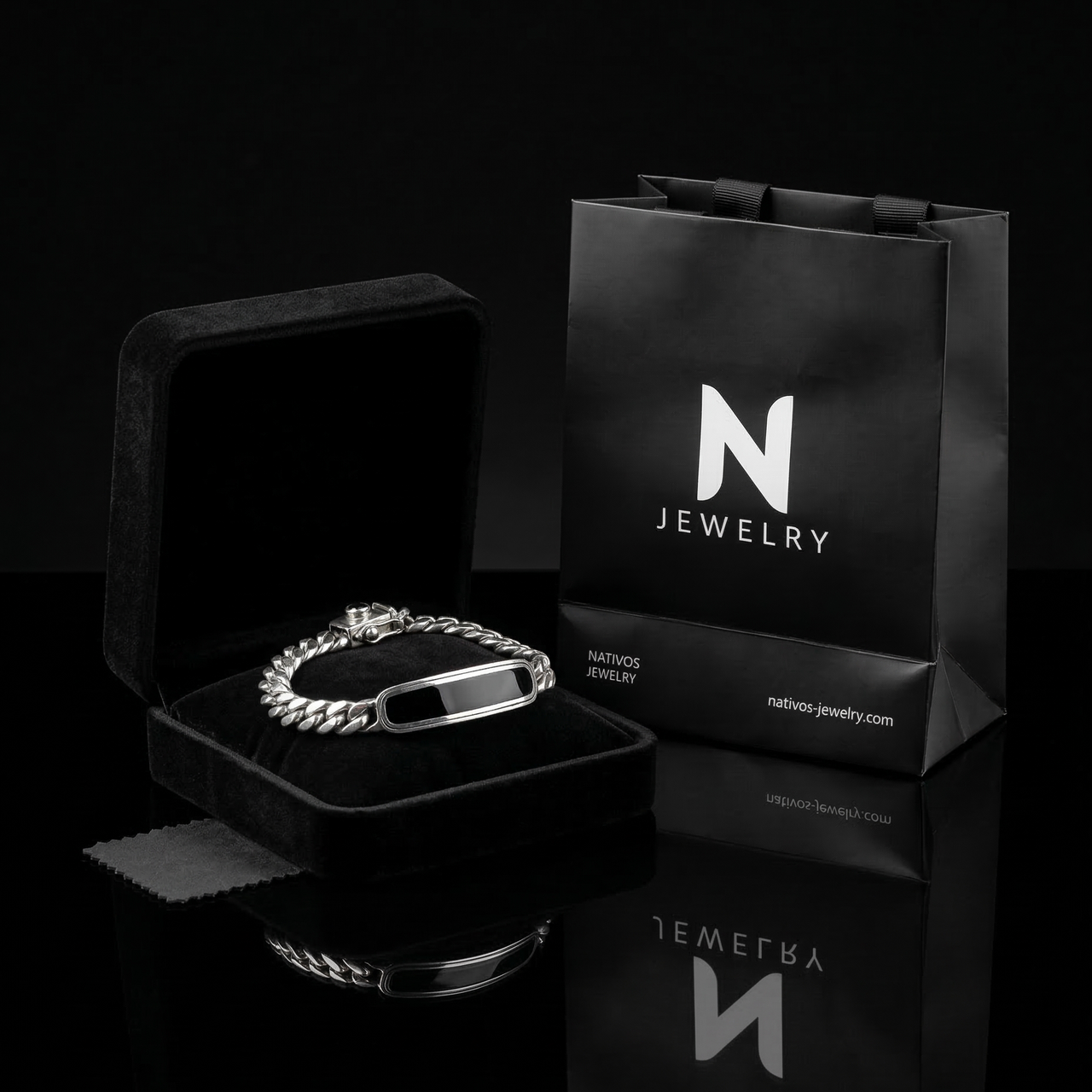 Esclava Cubana Presencia — Silver Bracelet 950 with Onyx