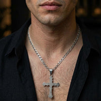 Thumbnail for Hexagonal necklace with carved cross pendant