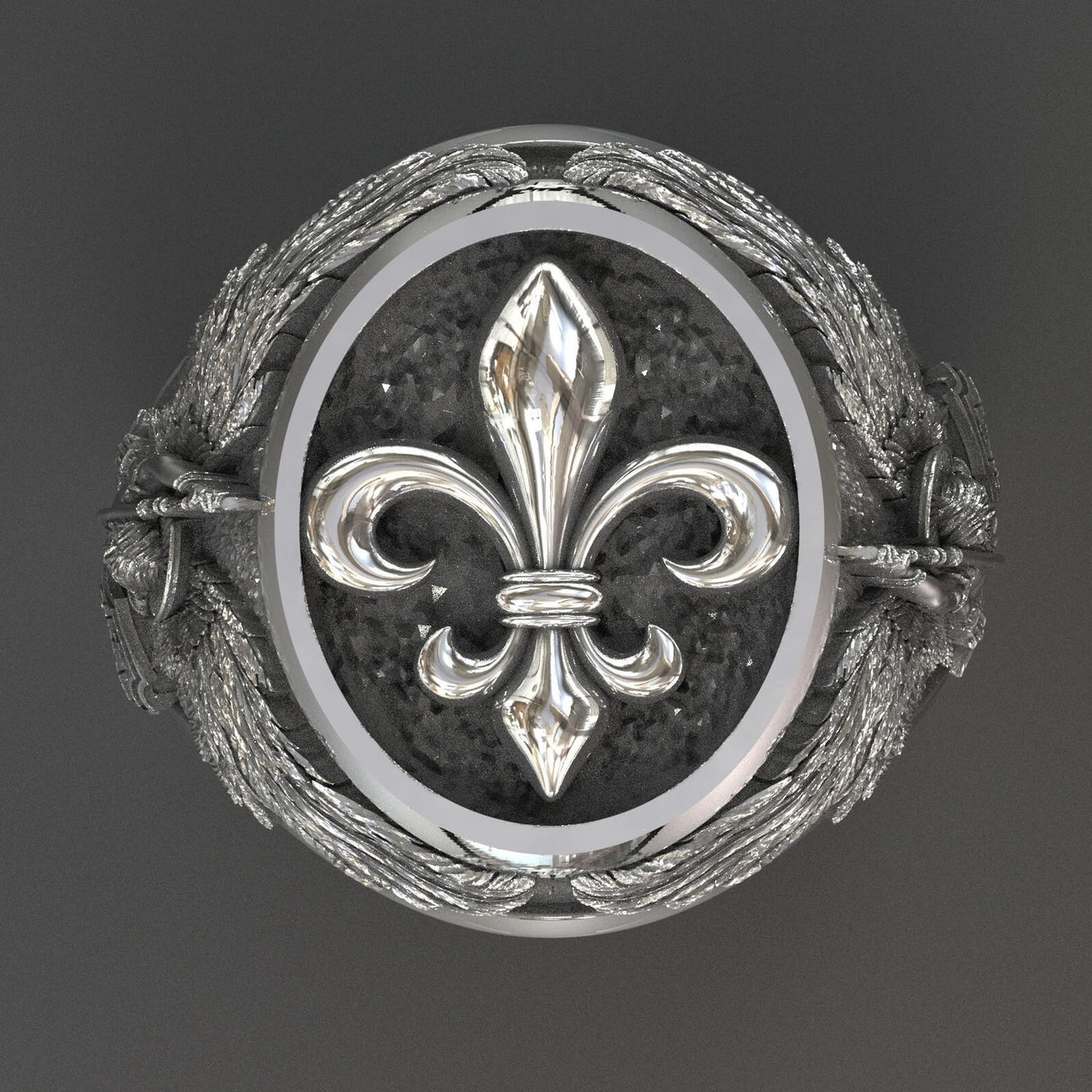 Anillo Arcangel Miguel Flor de Lys de Plata 950