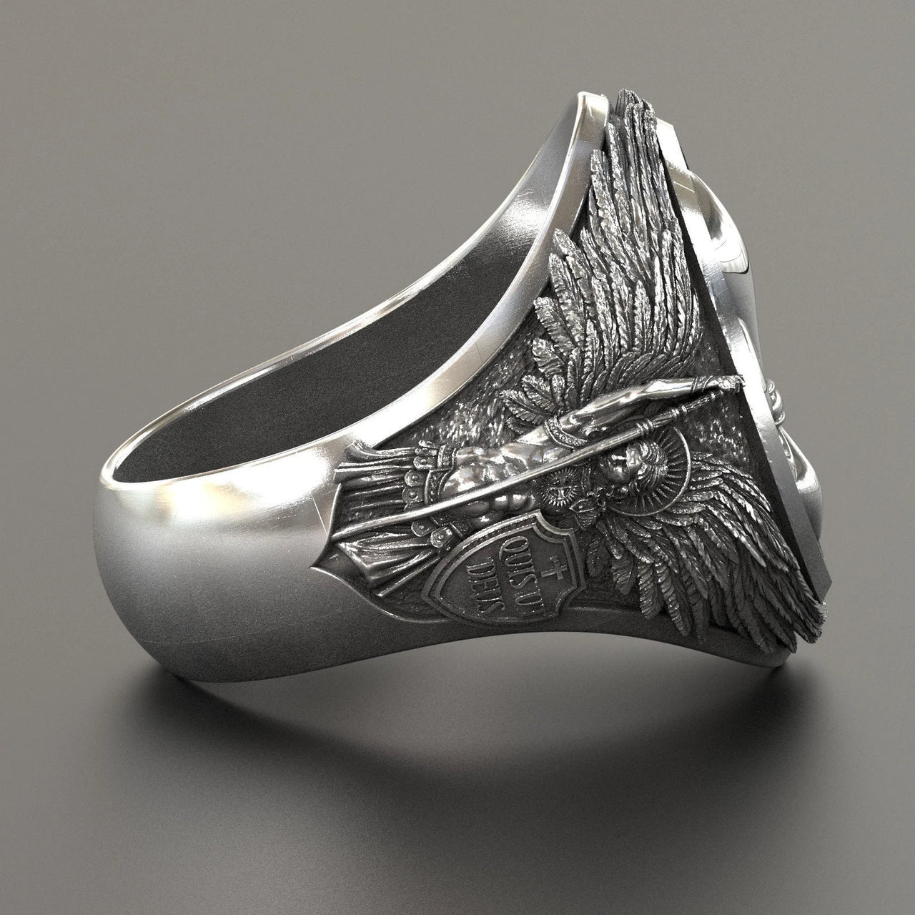 Anillo Arcangel Miguel Flor de Lys de Plata 950