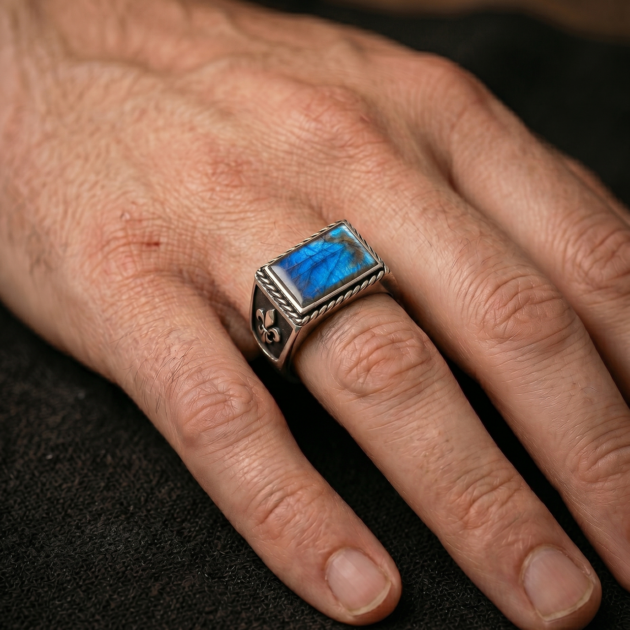 Labradorite Aura — Silver Ring 950 