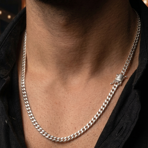 Cadena Lomo de Corvina de Plata 950 para Hombre 3mm